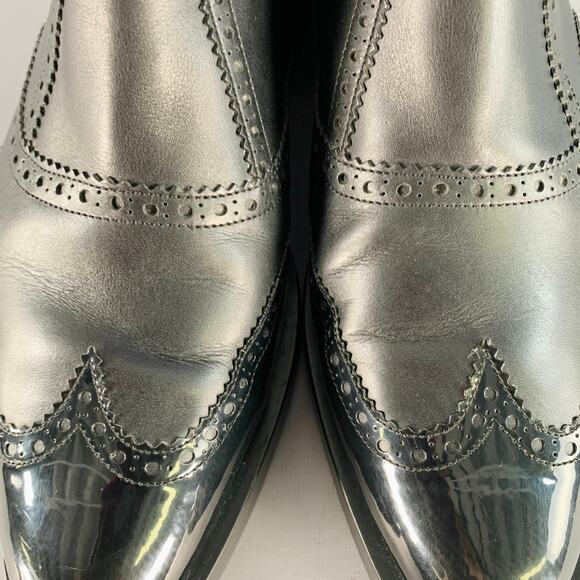 BALENCIAGA Size 9 Black Leather Perforated Wingtip Chelsea Boots - Picture 10 of 10